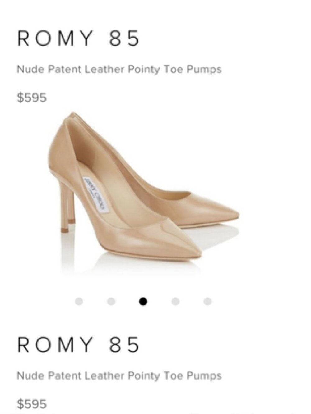 Jimmy Choo Nude Patent Leather Pointy Toe Pumps